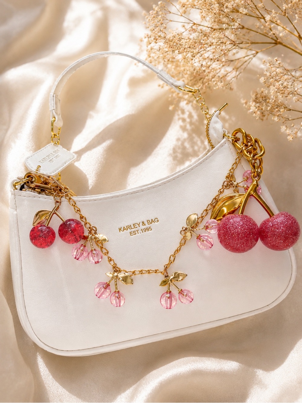 🍒 Cherry Charm Shoulder Bag ✨  pink white